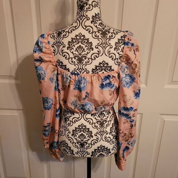 CBR Beautiful Blush Pink Floral Lace-Up Crop Top XL - Picture 3 of 8